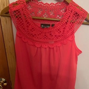 New York & Company Lace Trim Sleeveless Blouse